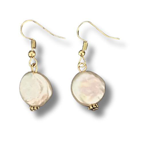 Gold Pearl Dangle Earrings