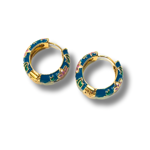 Gold flower hoops