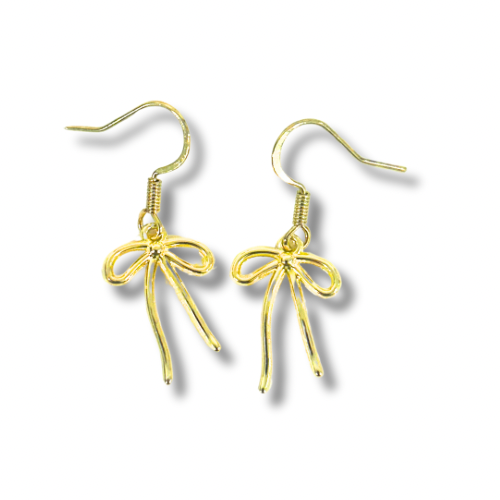 Gold Bow Dangle Earrings